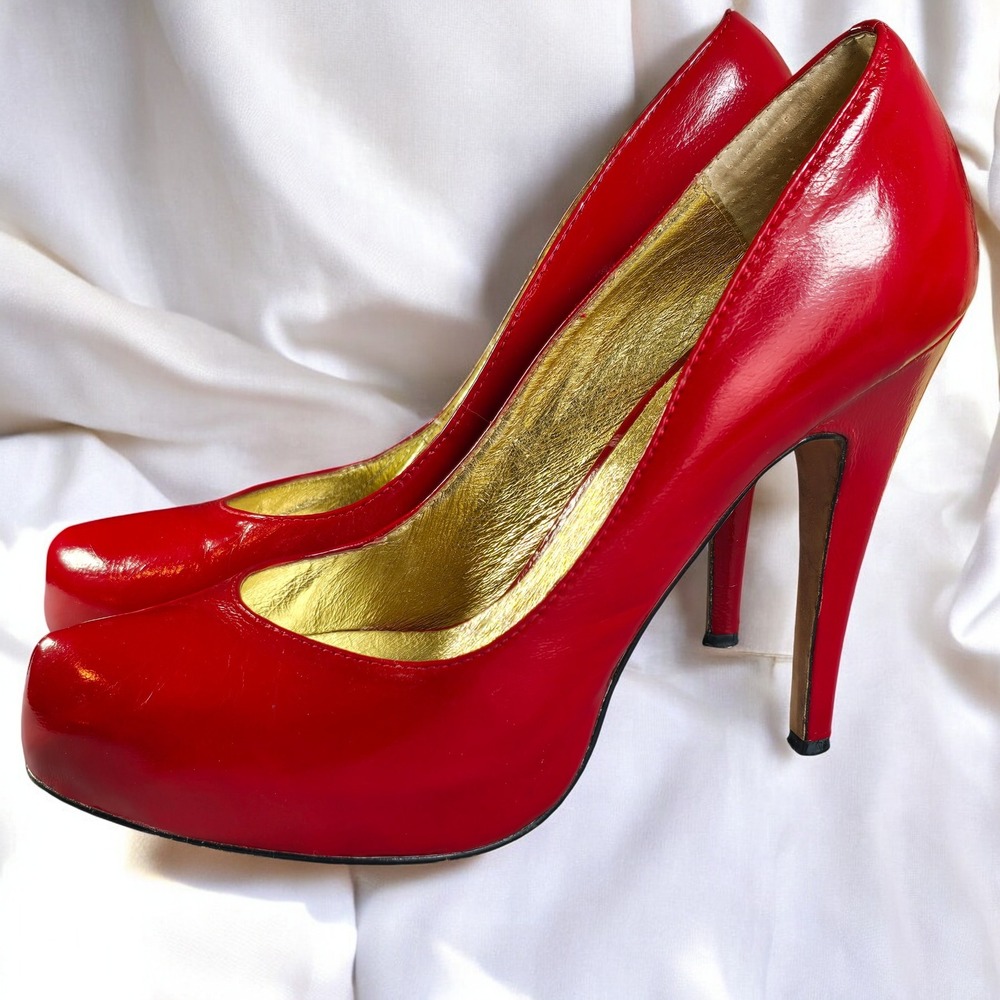 Dolce Vita Red Patent Leather Platform Stiletto Heels Woman 8 Party Statement